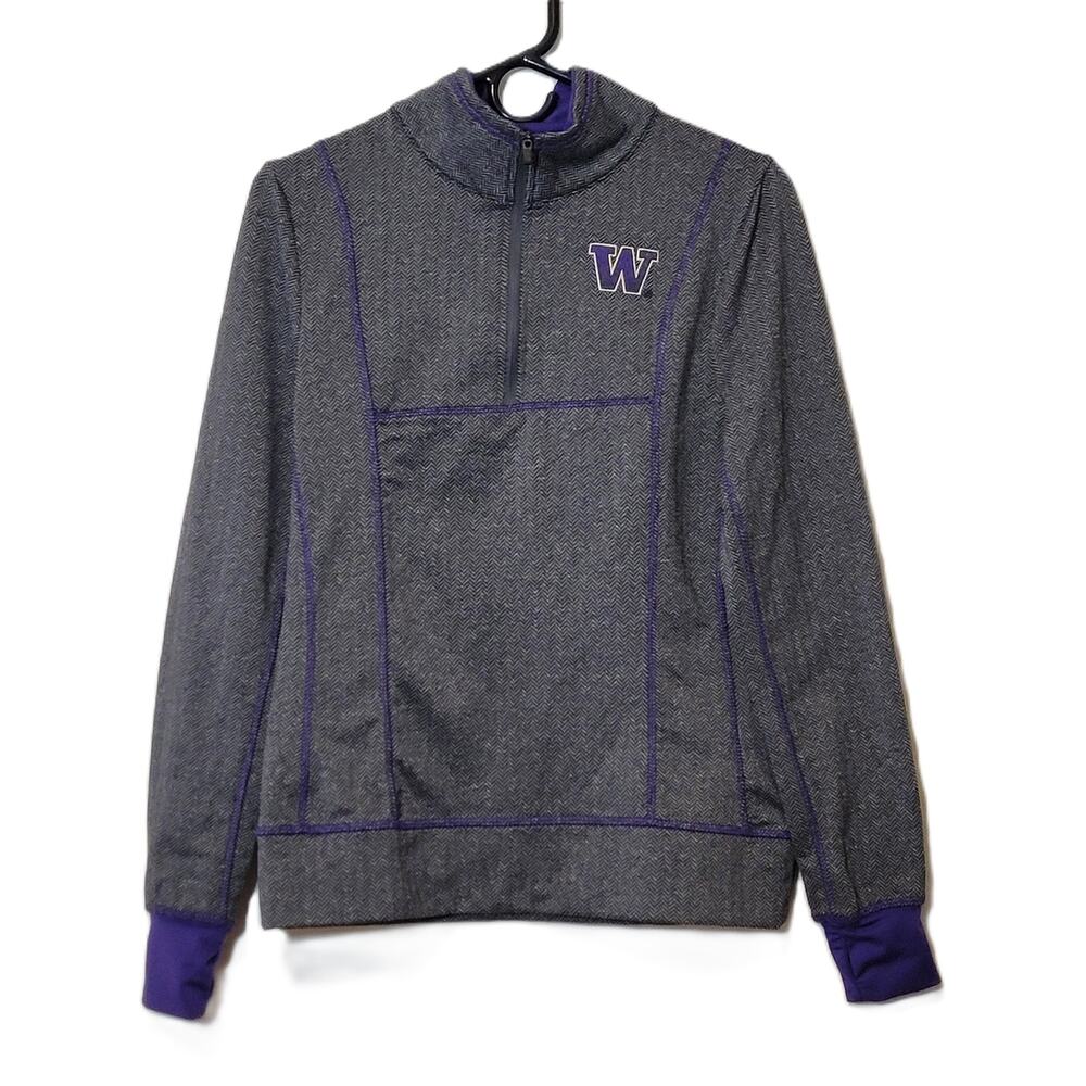 Colosseum Womens Washington Huskies 1/4 Zip Sweatshirt Gray Purple Size Medium